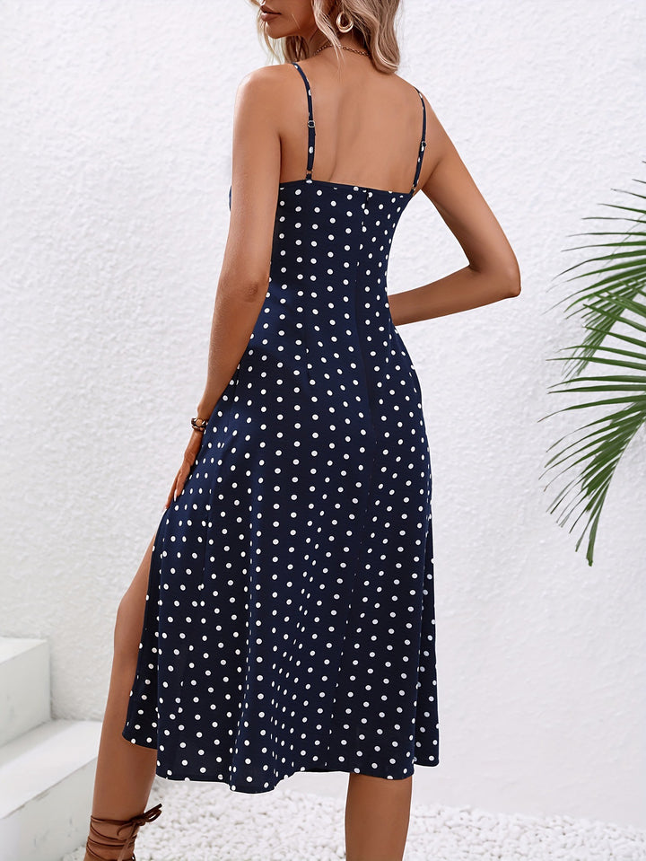 Sara | Polka Dot Midi Jurk met Elegante Split