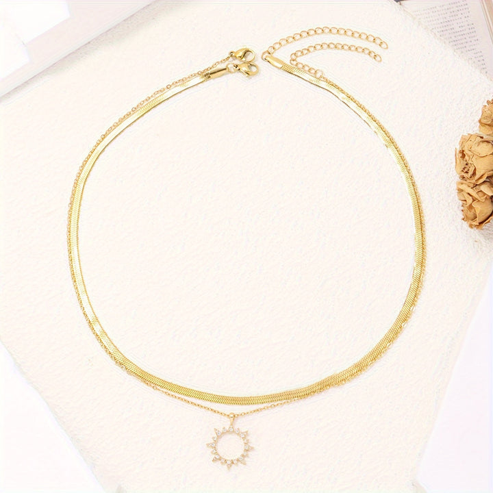 Sarah | Elegante Dubbele Ketting met Zon Hanger