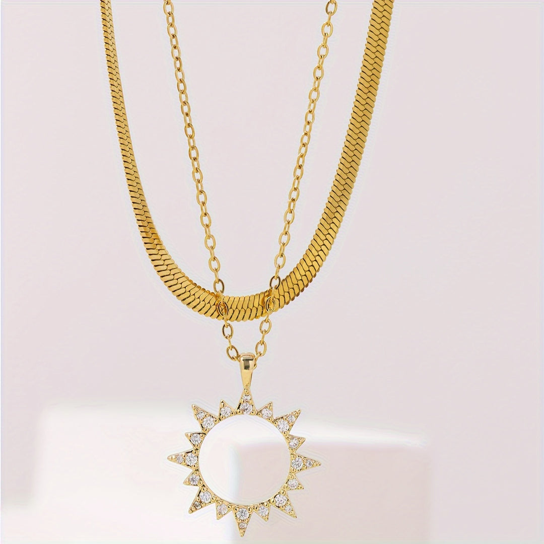 Sarah | Elegante Dubbele Ketting met Zon Hanger