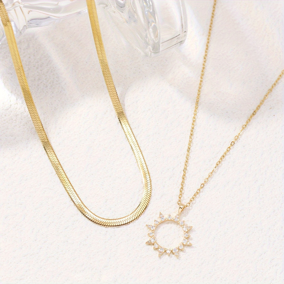 Sarah | Elegante Dubbele Ketting met Zon Hanger