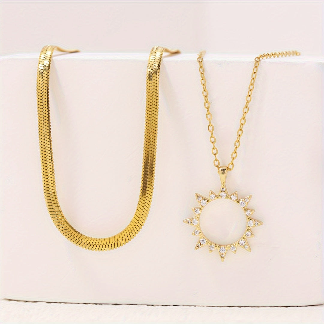 Sarah | Elegante Dubbele Ketting met Zon Hanger