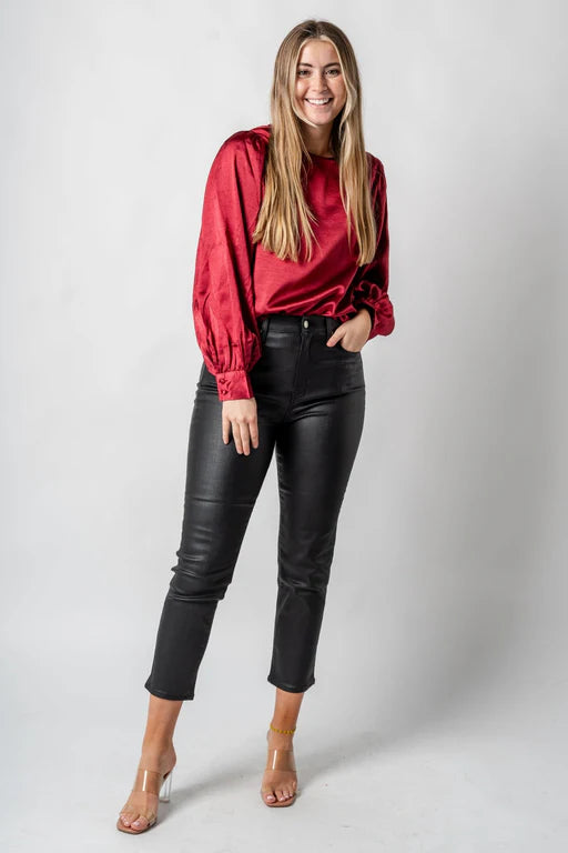 Satijnen blouse met ballon mouwen