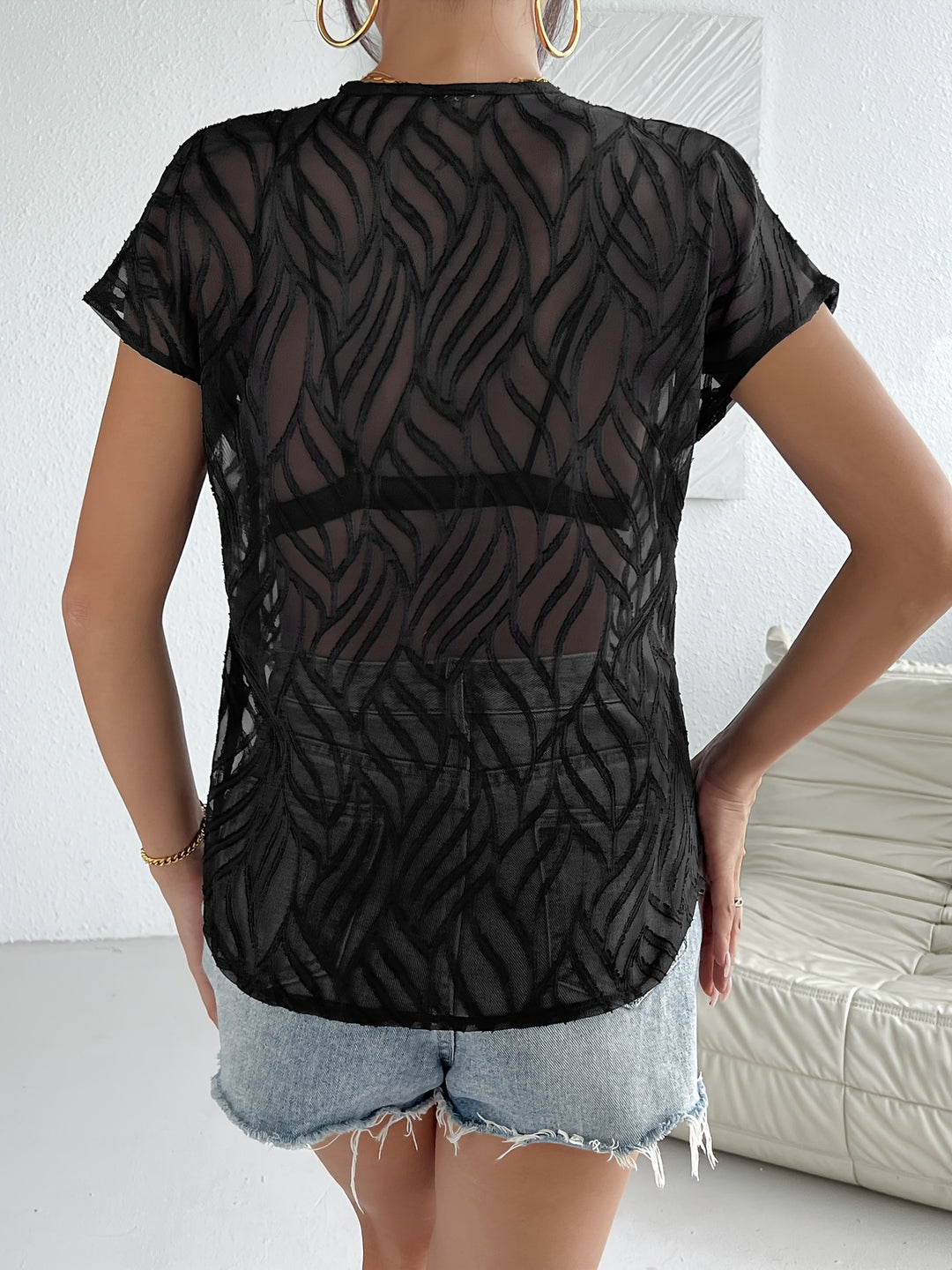 Savannah | Elegante Zwarte Blouse met V-Hals