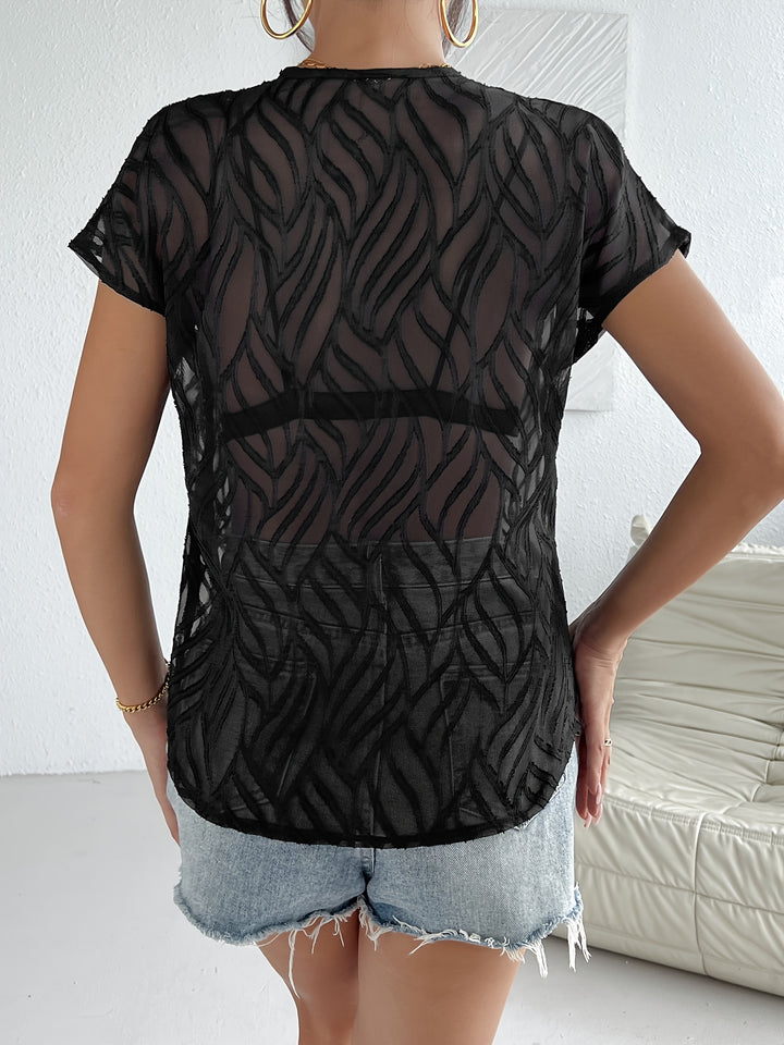 Savannah | Elegante Zwarte Blouse met V-Hals