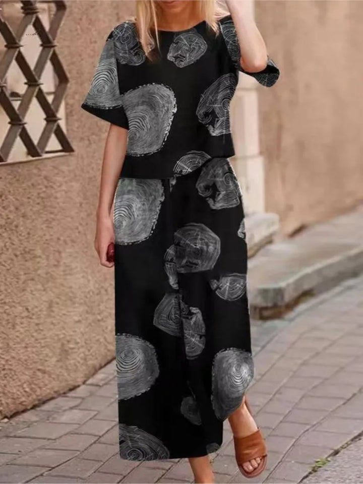 Dames Broek met Wijde Pijpen – Natuurlijke Stoffen – Relaxte Pasvorm – Gedurfd Printontwerp