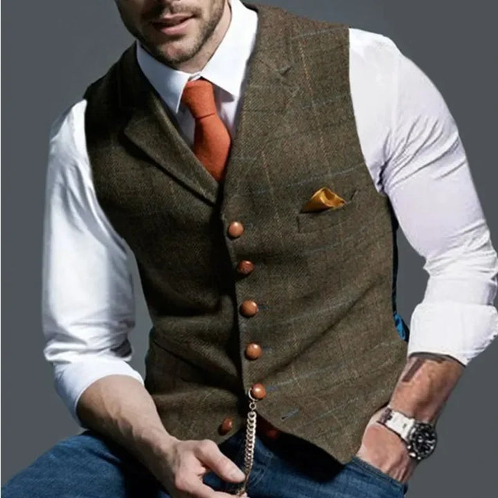 Vinson | Elegante Slim Fit Tweed Vest voor Mannen