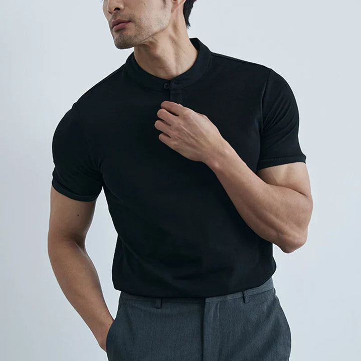 Heren T-shirt – Slim Fit – Kraag zonder knopen – Korte mouw – Ademend ontwerp