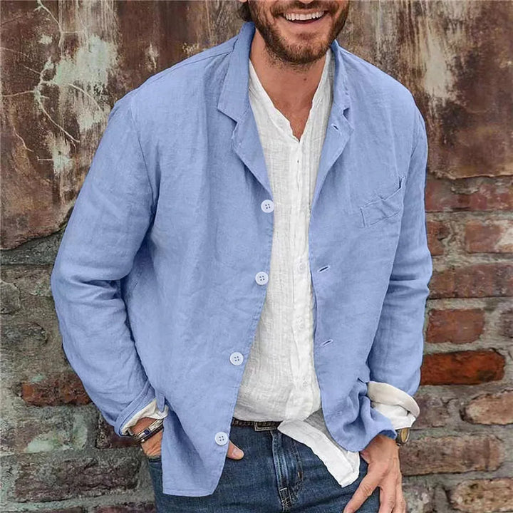 Heren Jack – Casual Pasvorm – Ademend Materiaal – Reverskraag – Knoopsluiting
