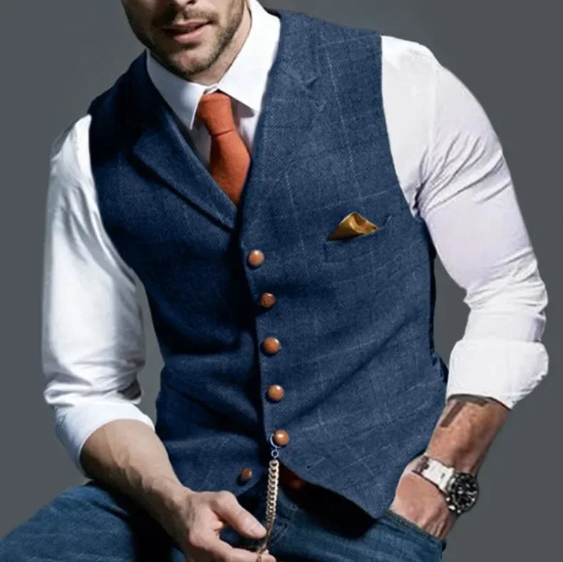 Vinson | Elegante Slim Fit Tweed Vest voor Mannen