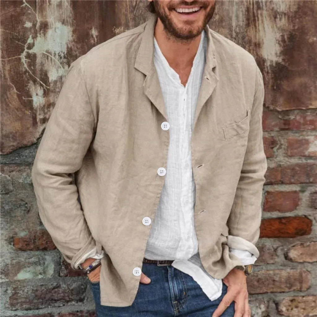 Heren Jack – Casual Pasvorm – Ademend Materiaal – Reverskraag – Knoopsluiting