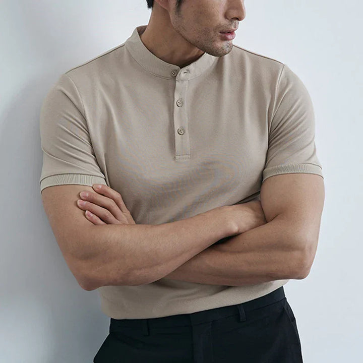 Heren T-shirt – Slim Fit – Kraag zonder knopen – Korte mouw – Ademend ontwerp