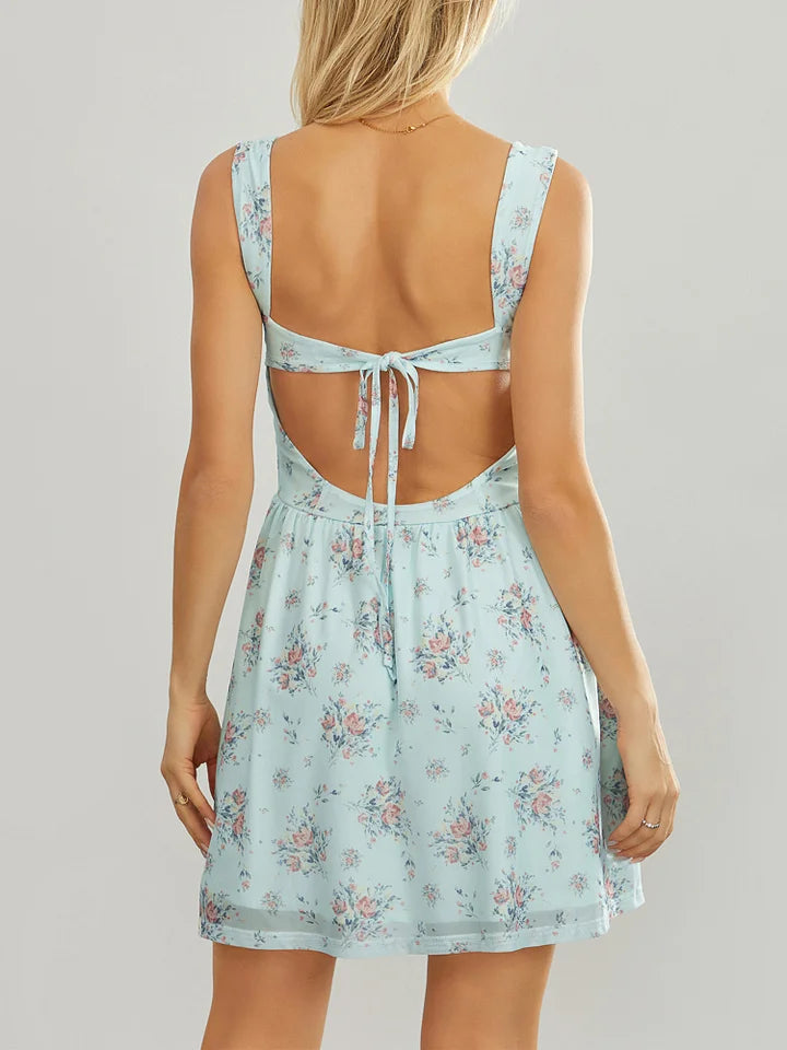 Serena | Romantische Bloemen Zomerjurk met Open Rug