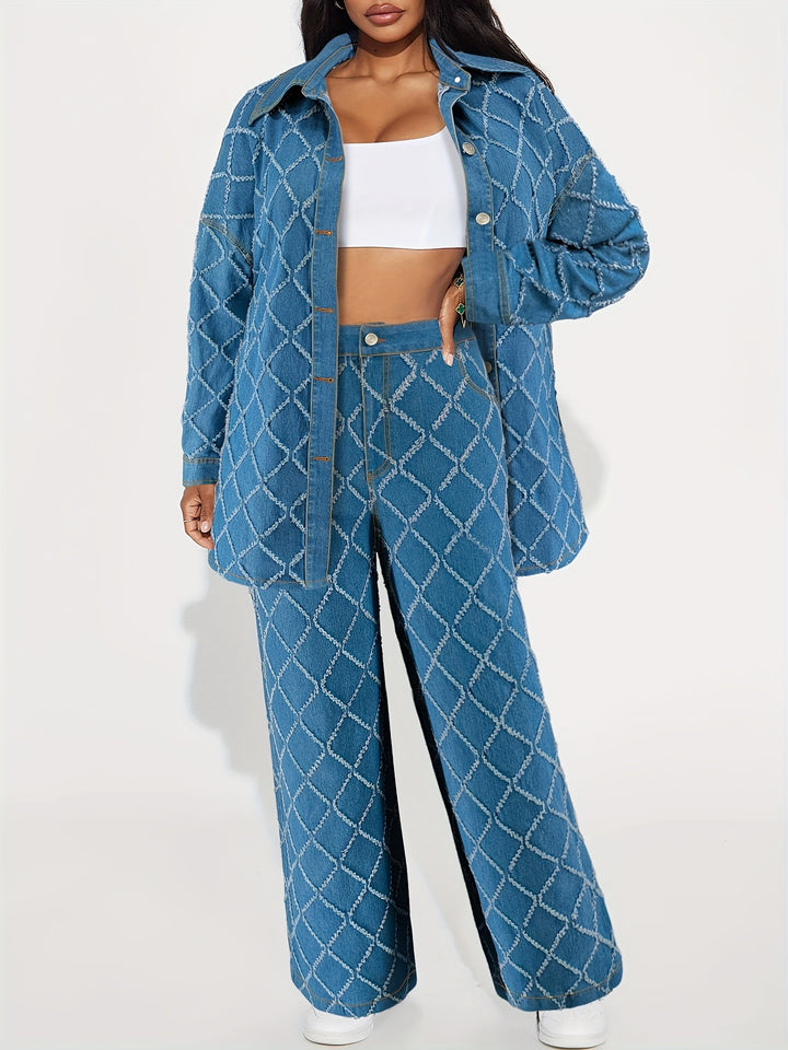 Shannon | Trendy Denim Tweedelige Set met Stijlvolle Pasvorm