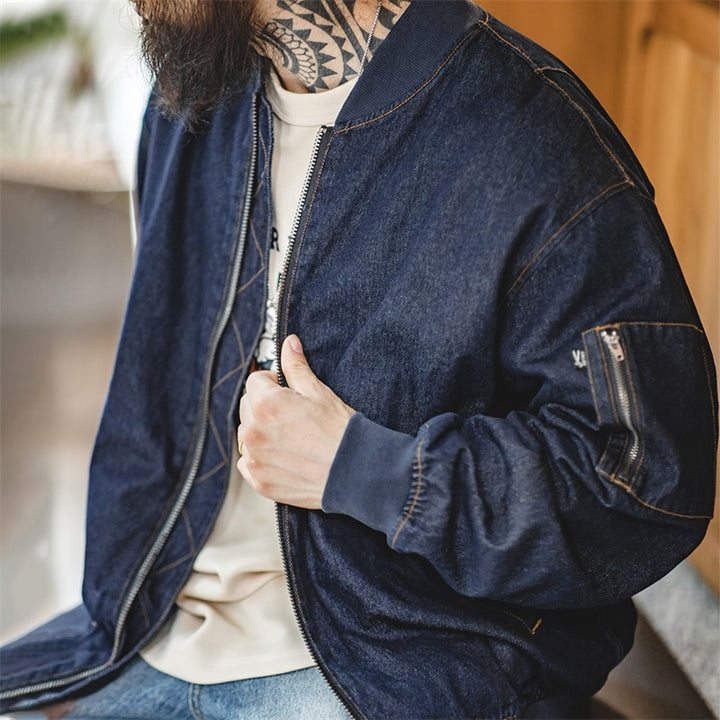 Shawn | Vintage Denim Bomberjack met Stijlvolle Details