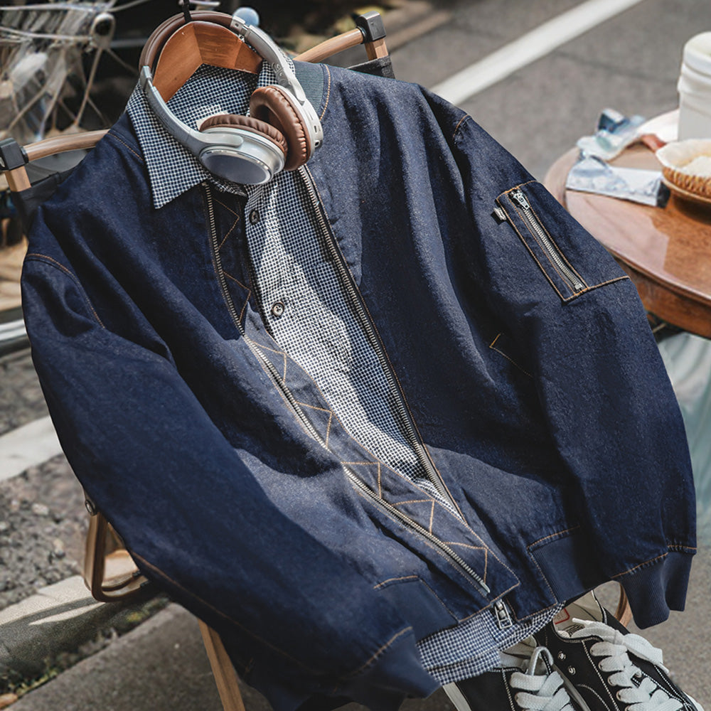 Shawn | Vintage Denim Bomberjack met Stijlvolle Details