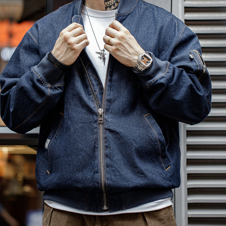 Shawn | Vintage Denim Bomberjack met Stijlvolle Details