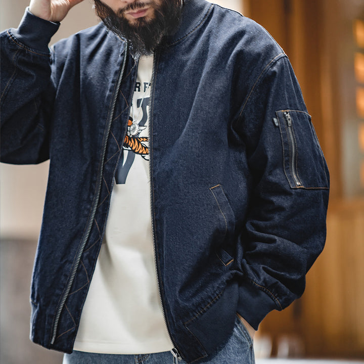Shawn | Vintage Denim Bomberjack met Stijlvolle Details