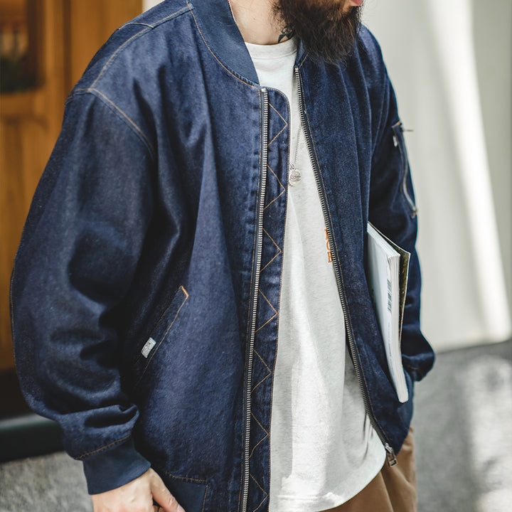 Shawn | Vintage Denim Bomberjack met Stijlvolle Details