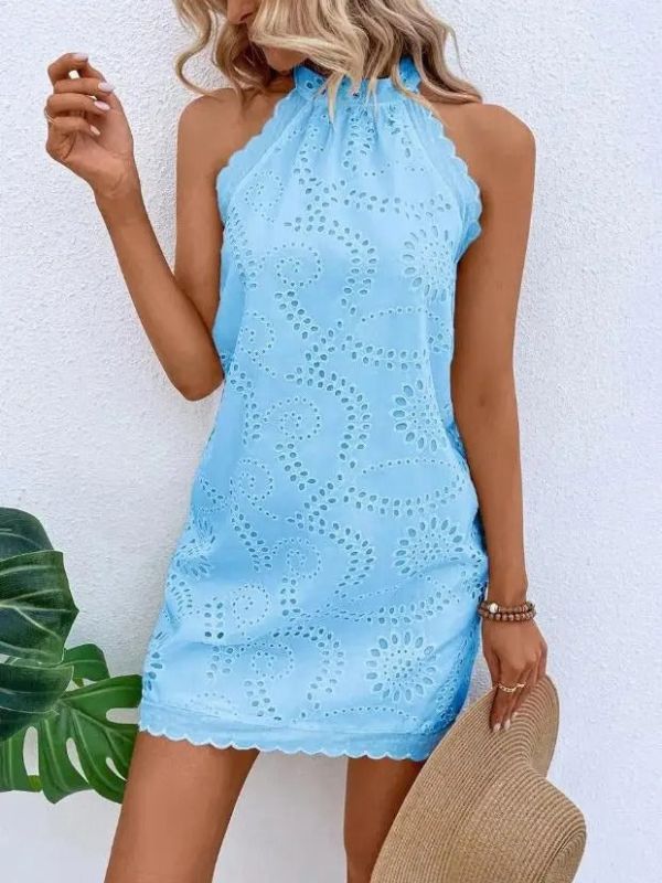 Skyla | Mouwloze Zomerjurk met Kant Details