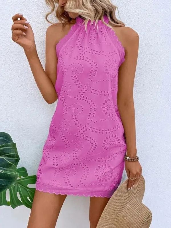 Skyla | Mouwloze Zomerjurk met Kant Details