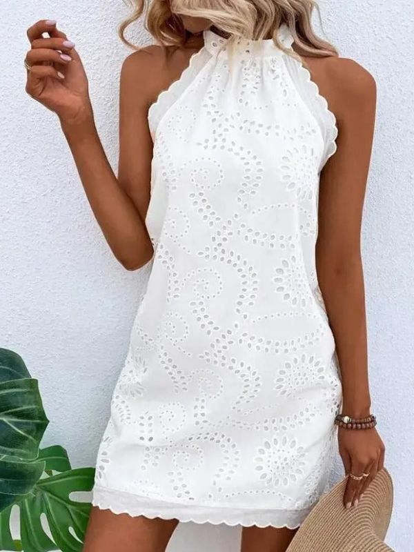 Skyla | Mouwloze Zomerjurk met Kant Details
