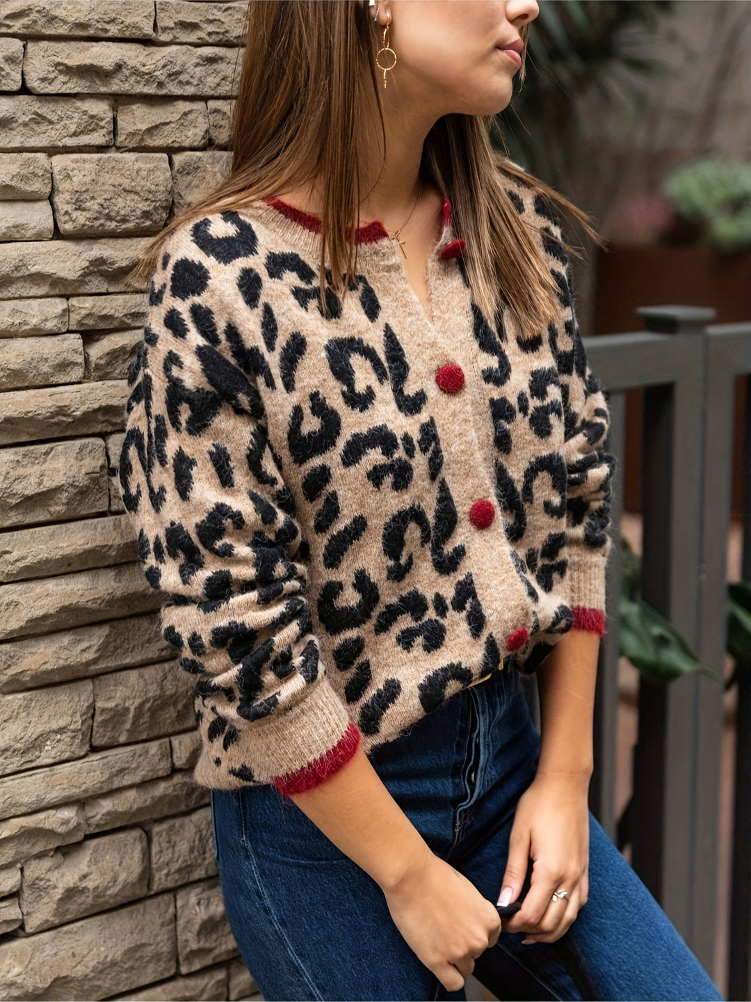 Sophia | Stijlvolle Luipaardprint Cardigan met Knoopsluiting