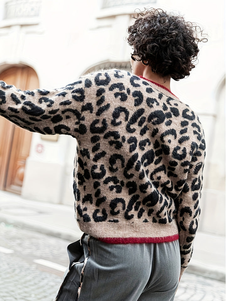 Sophia | Stijlvolle Luipaardprint Cardigan met Knoopsluiting