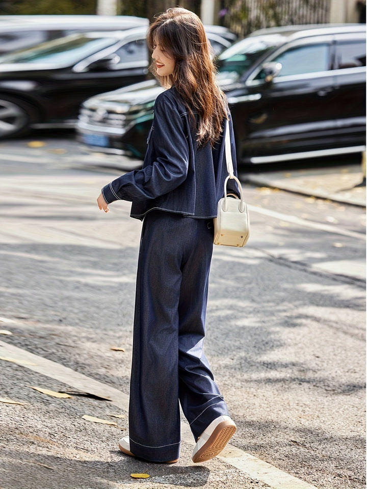 Sophie | Stijlvol Denim Tweedelig Set met Moderne Snit