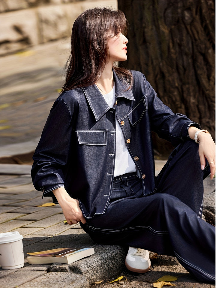 Sophie | Stijlvol Denim Tweedelig Set met Moderne Snit