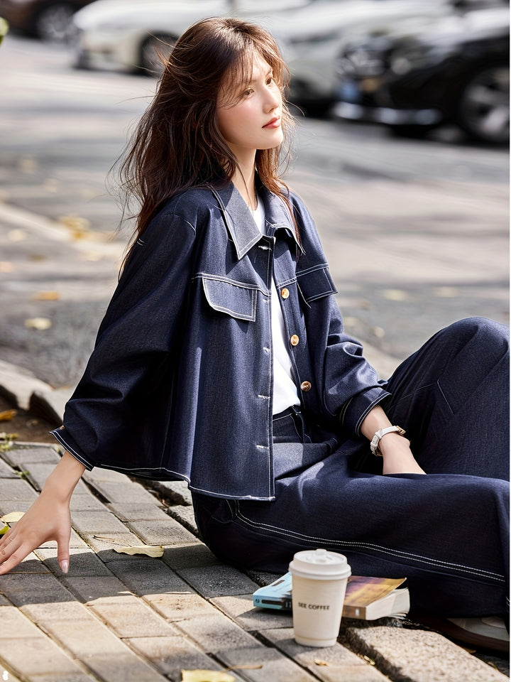 Sophie | Stijlvol Denim Tweedelig Set met Moderne Snit