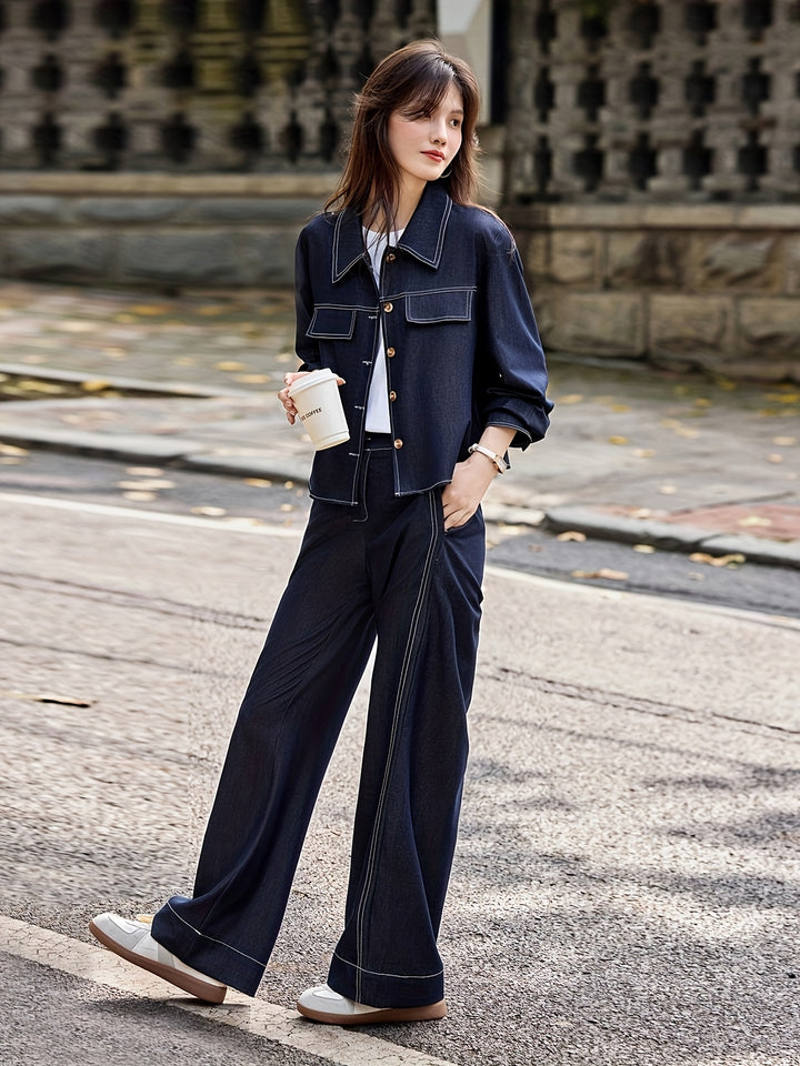 Sophie | Stijlvol Denim Tweedelig Set met Moderne Snit