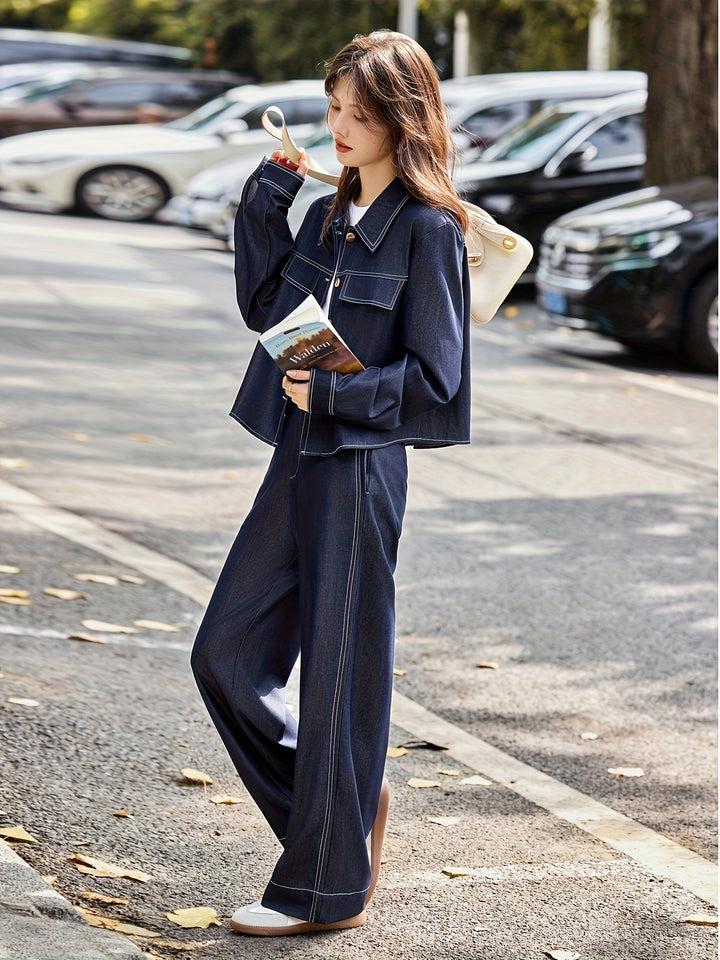 Sophie | Stijlvol Denim Tweedelig Set met Moderne Snit