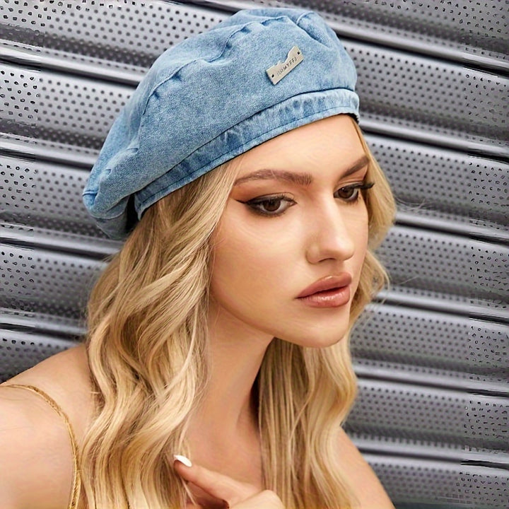 Stella | Denim Beret voor Dames – Stijlvolle Washed Look