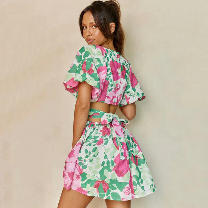 Sylvia | V-Hals Bloemenprint Mini Jurk