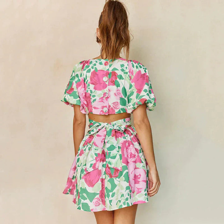 Sylvia | V-Hals Bloemenprint Mini Jurk