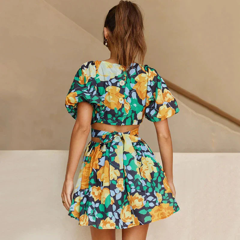 Sylvia | V-Hals Bloemenprint Mini Jurk