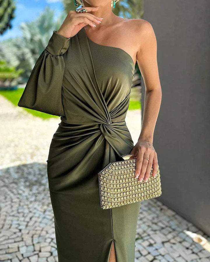 Talia | Luxe One-Shoulder Jurk met Elegante Split