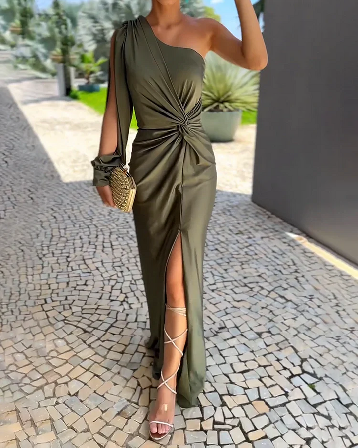 Talia | Luxe One-Shoulder Jurk met Elegante Split
