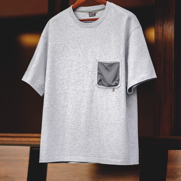 Tanner | Trendy Grijze T-shirt met Opbergzak voor Mannen