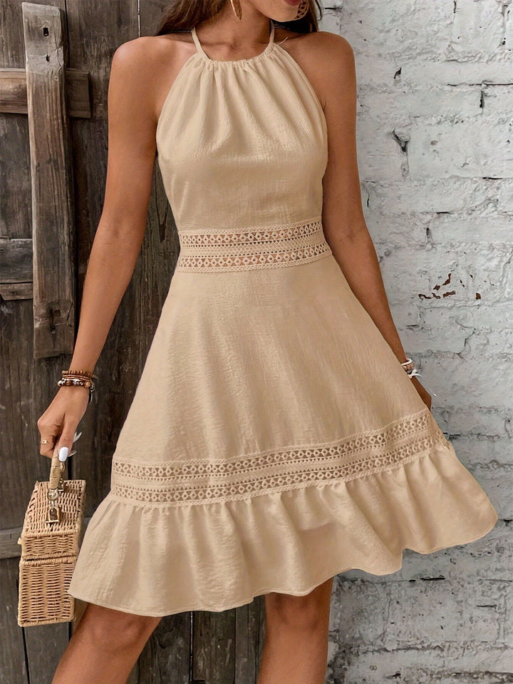 Tessa | Halter Mini Jurk met Kant & Open Rug