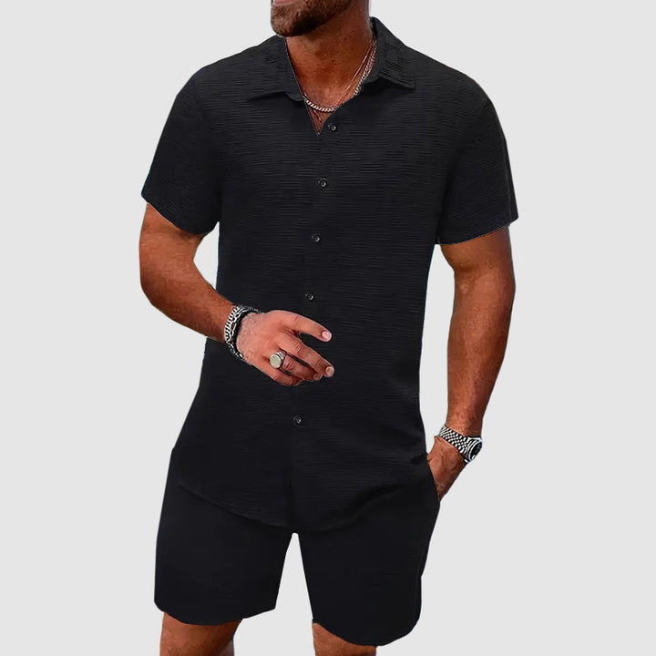 Heren Set van Overhemd en Korte Broek – Relaxte Pasvorm – Ademend Luxe Weefsel