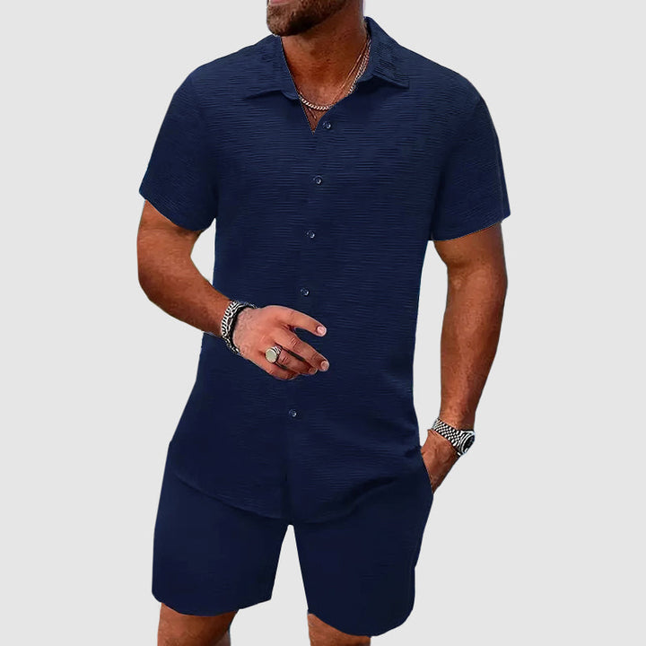 Heren Set van Overhemd en Korte Broek – Relaxte Pasvorm – Ademend Luxe Weefsel