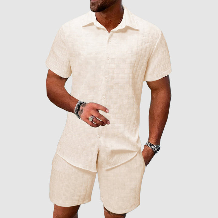 Heren Set van Overhemd en Korte Broek – Relaxte Pasvorm – Ademend Luxe Weefsel