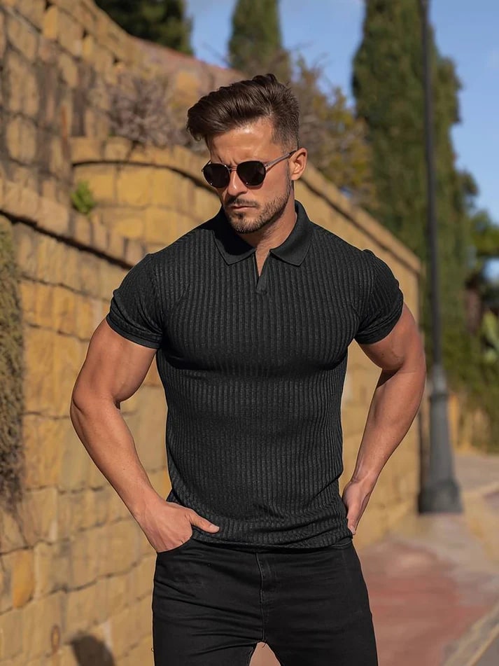 Timo - Gestroomlijnd Gebreid Polo Shirt