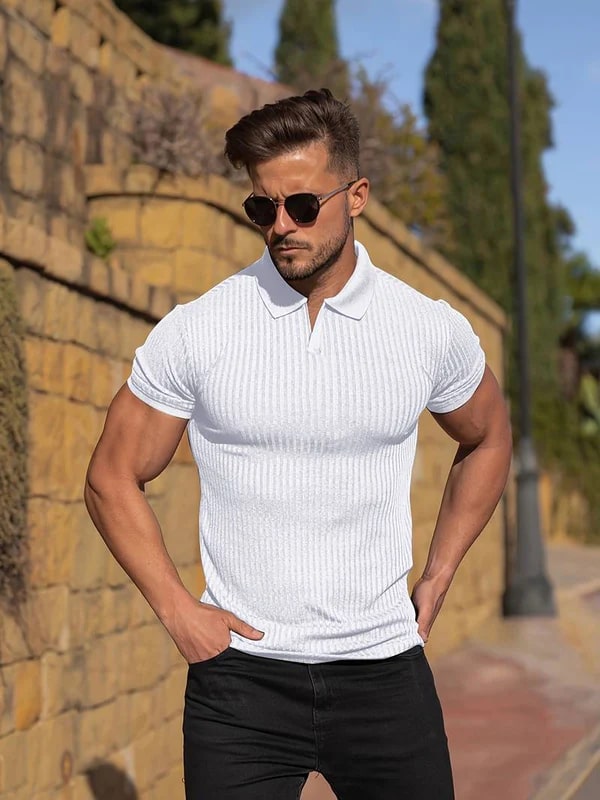 Timo - Gestroomlijnd Gebreid Polo Shirt
