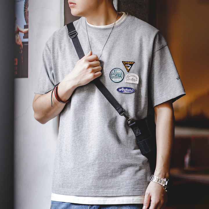 Travis | Casual T-Shirt met Emblemen voor Mannen