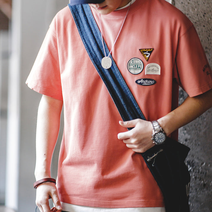 Travis | Casual T-Shirt met Emblemen voor Mannen