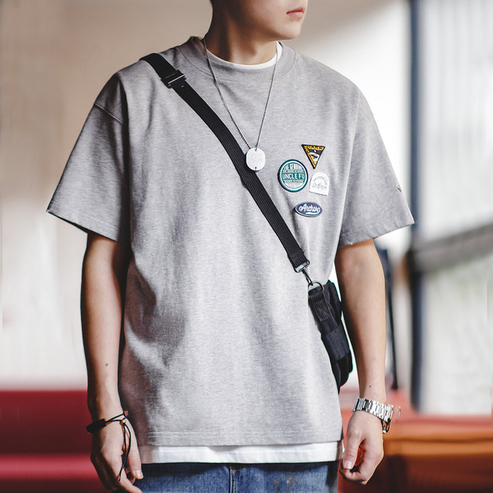 Travis | Casual T-Shirt met Emblemen voor Mannen
