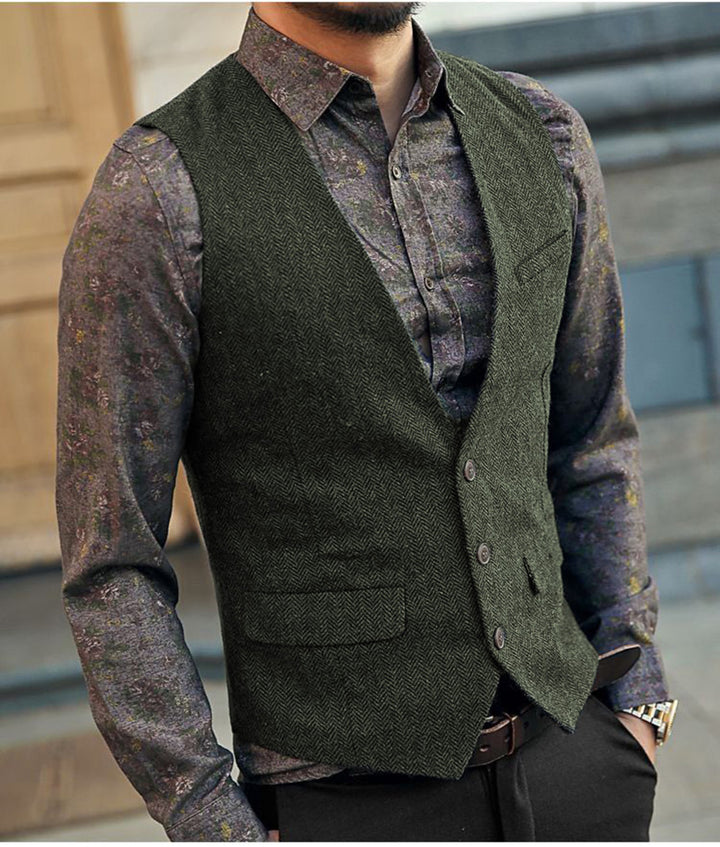 Vic | Trendy Herringbone V-Neck Vest voor Mannen