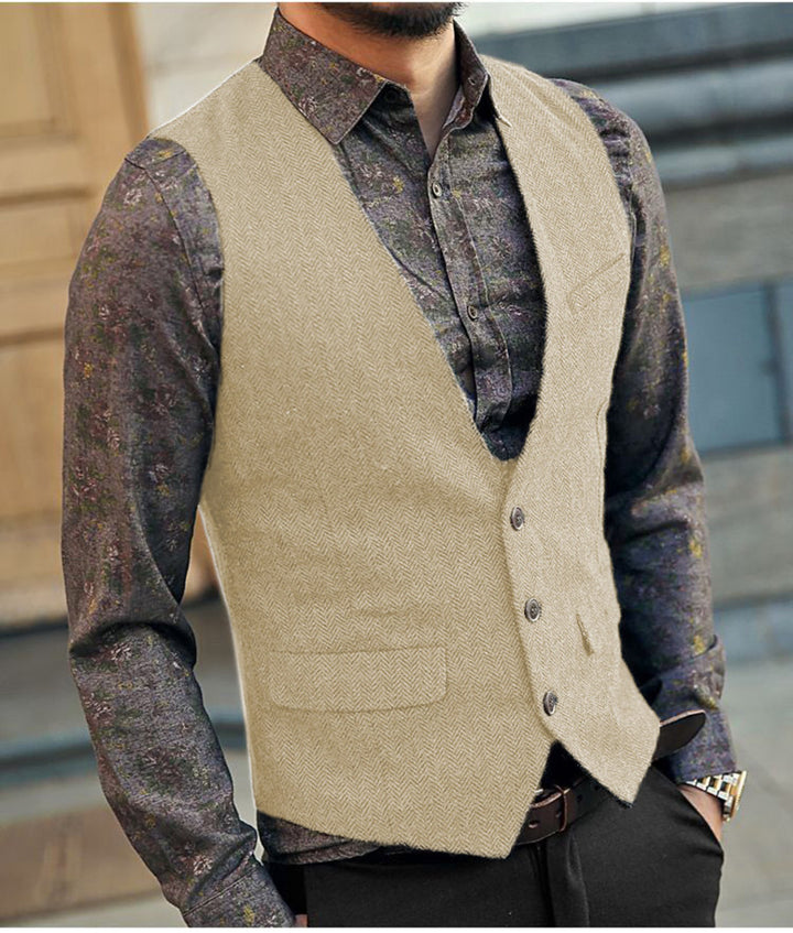 Vic | Trendy Herringbone V-Neck Vest voor Mannen